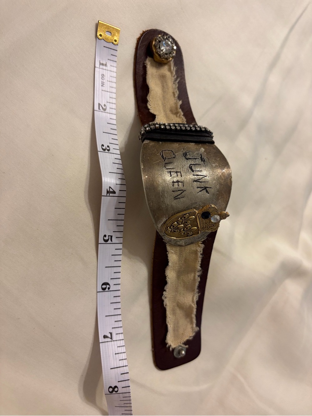 Junk Queen Statement Leather Cuff Bracelet - one of a kind vintage commissioned - Picture 5 of 5